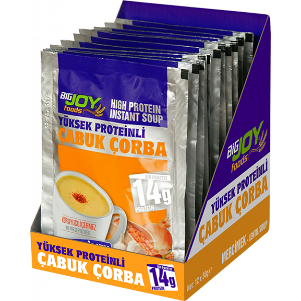 Bigjoy Foods Yüksek Proteinli Çorba Mercimek 12 x 30g