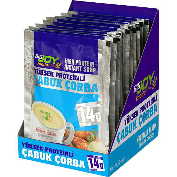 Bigjoy Foods Yüksek Proteinli Çorba Kremalı Tavuk 12 x 34g