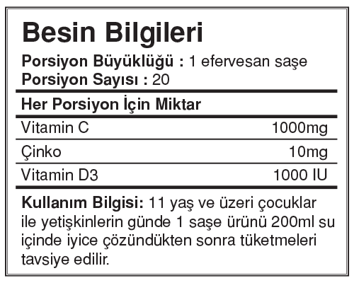 Effer-C Vitamin C 20 Efervesan Saşe Effer-C Vitamin C 20 Efervesan Saşe