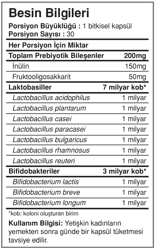 Bigjoy Vitamins Probiotic Womens 30 Kapsül
