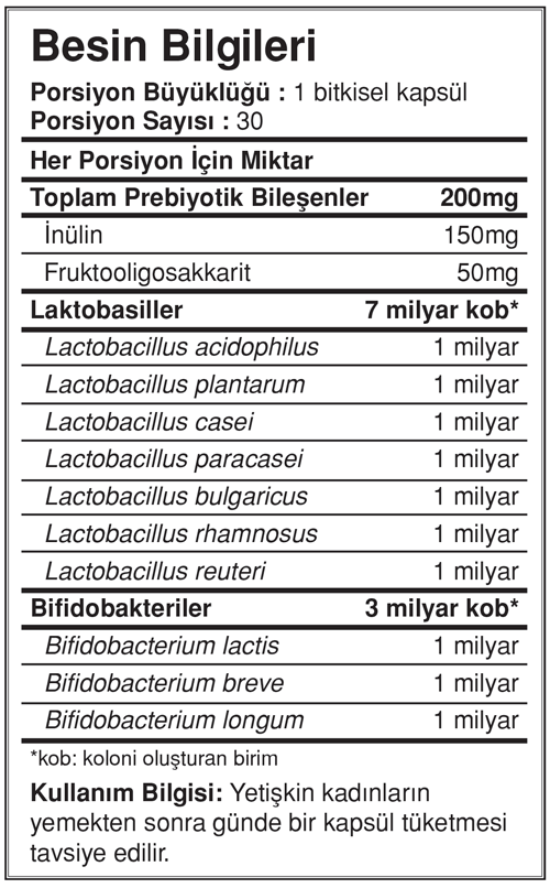 Bigjoy Vitamins Probiotic Womens 30 Kapsül Bigjoy Vitamins Probiotic Womens 30 Kapsül