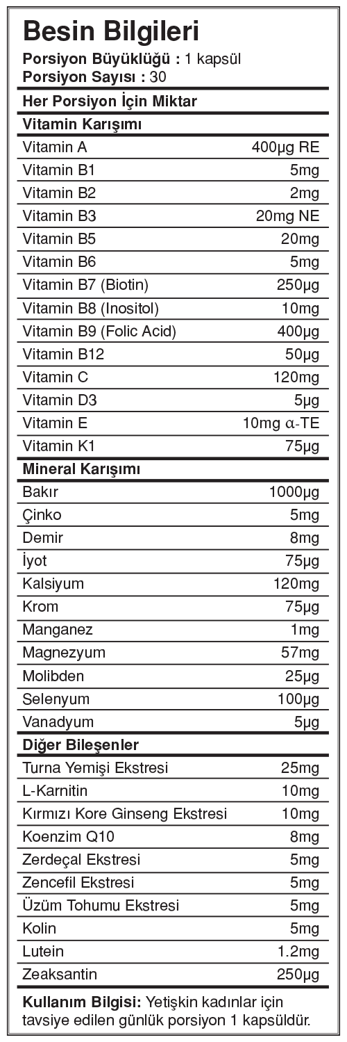 Bigjoy Vitamins Multivitamin Womens 30 Kapsül
